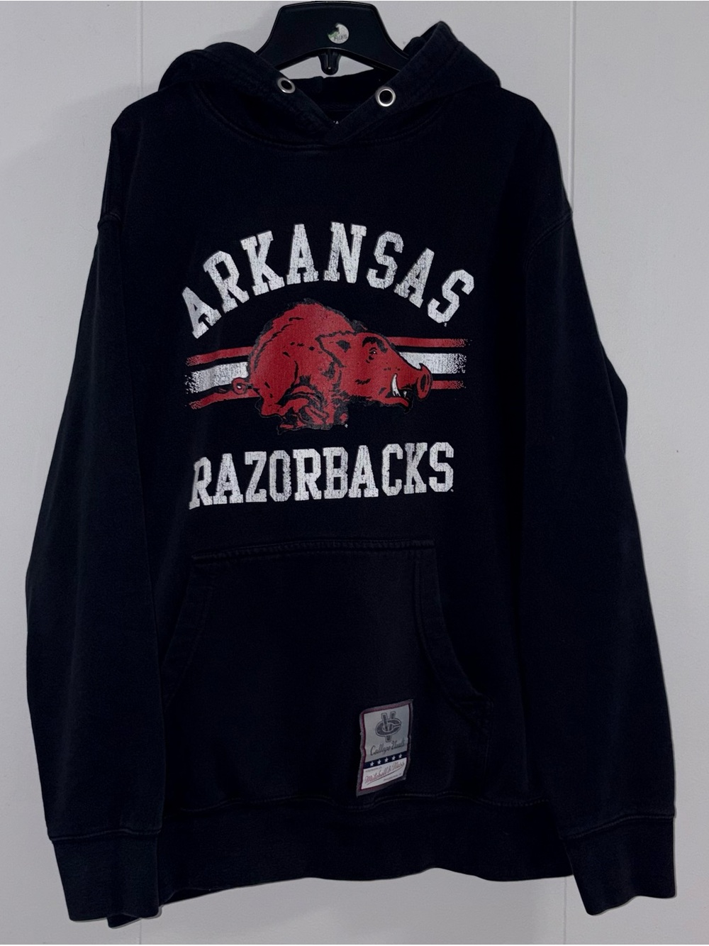 Mitchell & Ness Arkansas Razorbacks Hoodie Mens L Black College Vault Pullover